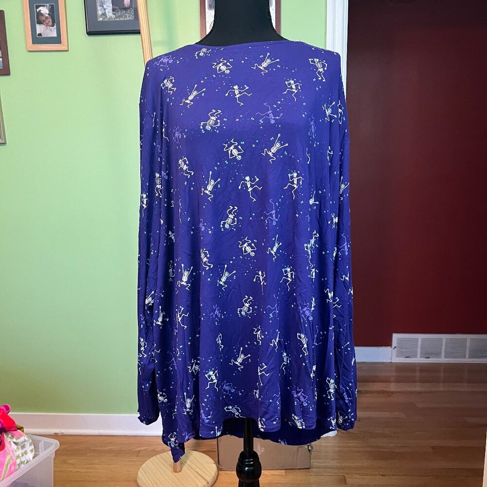 Apt. 9 NWT Purple Partying Skeleton Long Sleeve T-shirt 4X